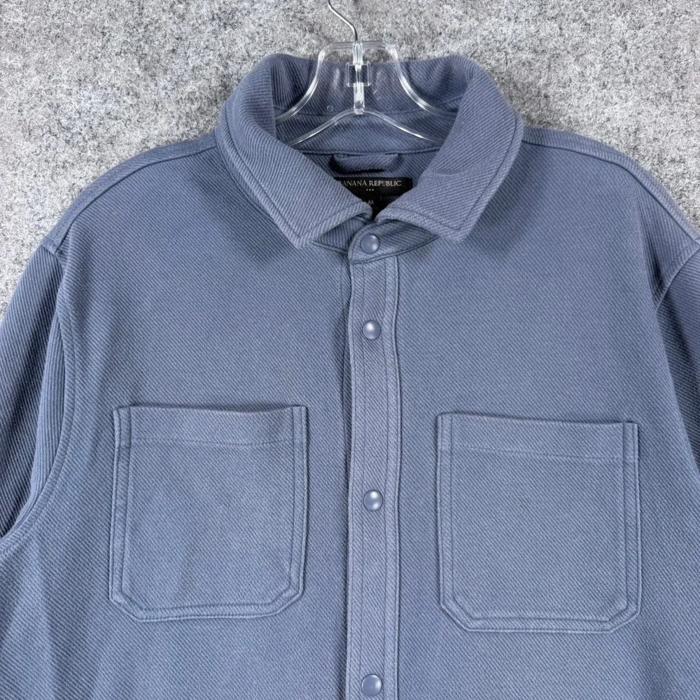 Banana Republic Mens M Blue Snap Front Shirt Jacket Overshirt Utility Pockets